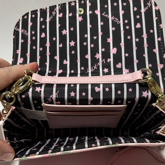 Luv Betsey by Betsey Johnson Rose Print Pink Crossbody Bag - Chain Strap & Pouch - Picture 7 of 8